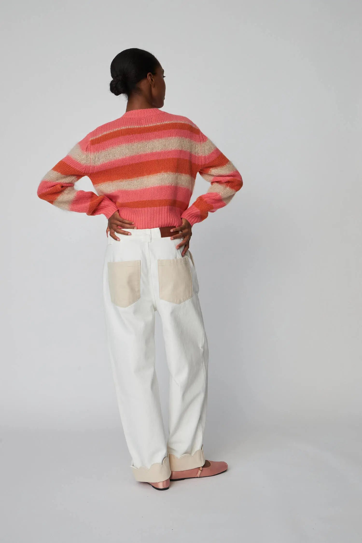 Stella Nova Two-Toned Cotton Pants Pants 076 Denim Moon Wash
