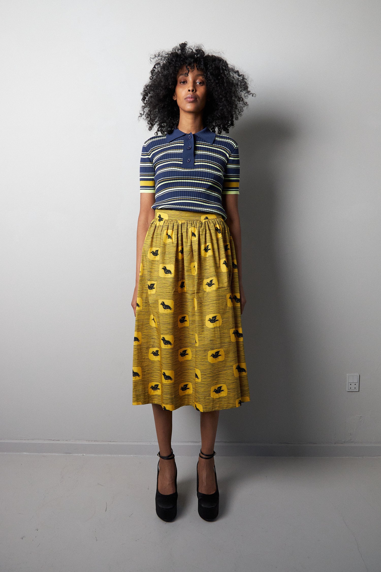 Stella Nova Voluminous midi skirt Skirt 118 Burned Yellow