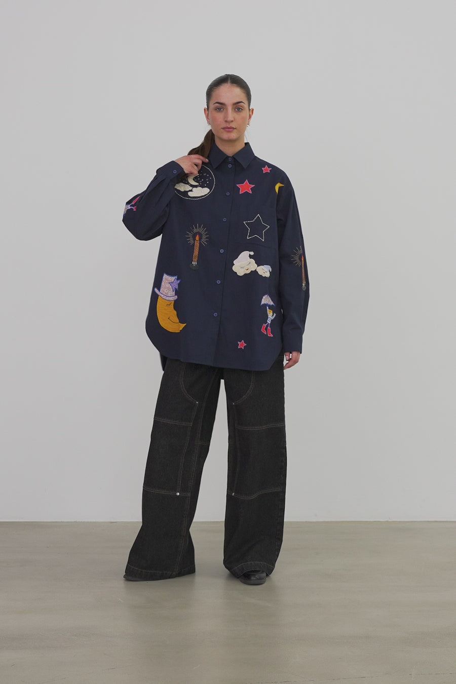 Stella Nova Bead Embellished Shirt Shirt 395 Navy