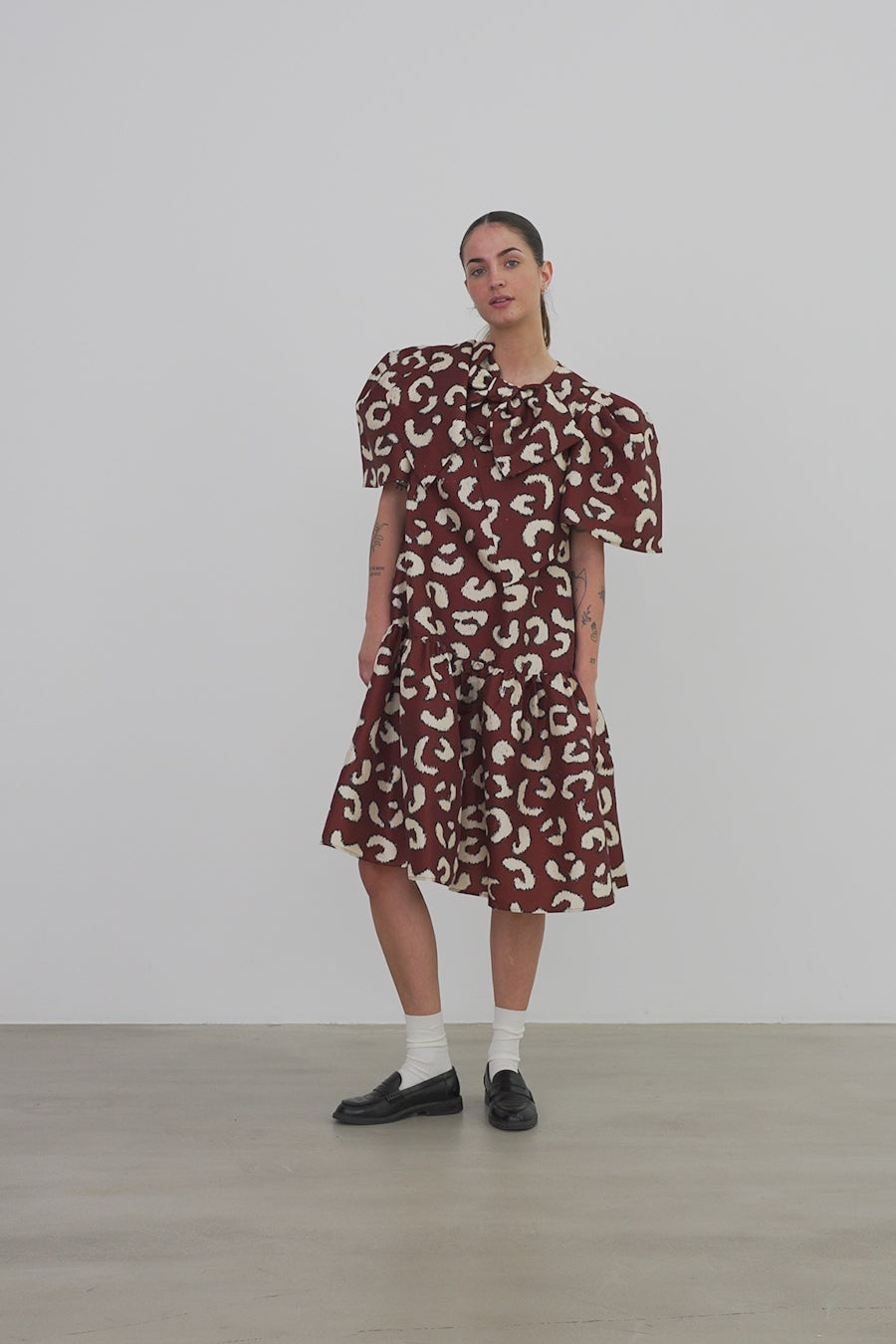 Stella Nova Crisp Midi Dress with Bow Dress 081 Leopard