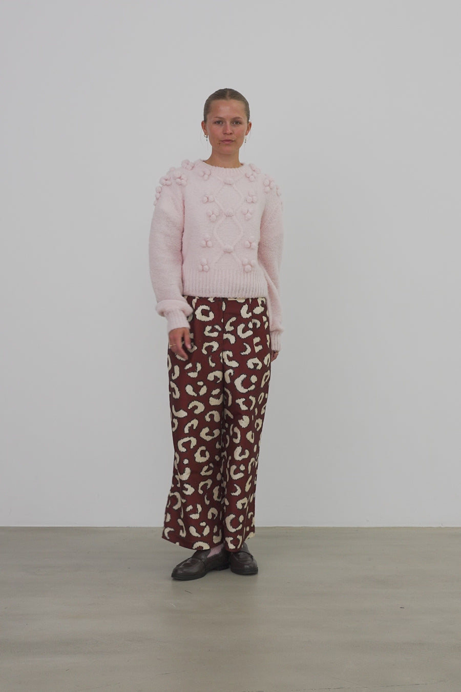 Stella Nova Cable Knit with bobbles Sweater 558 Pale Pink